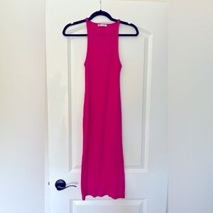 Zara midi body hugging midi dress in hot pink - size small